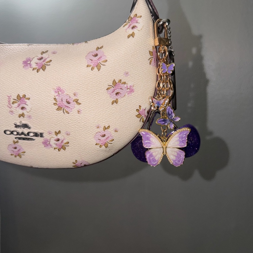 Elegant Purple Butterfly Bag Charm (BAG NOT INCLUDED) - Picture 2 of 3